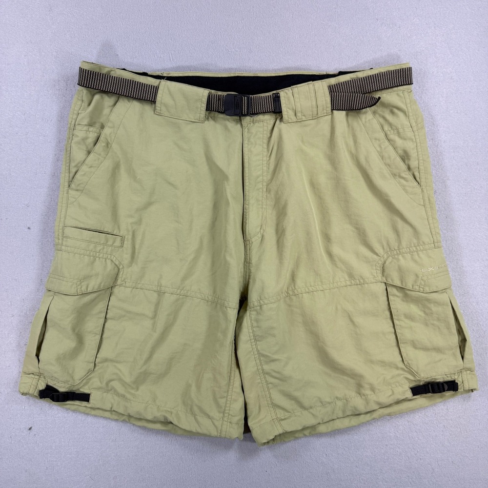 ExOfficio Shorts Mens 40 Green Cargo Nylon Belted Stretch Hiking Outdoor Utility